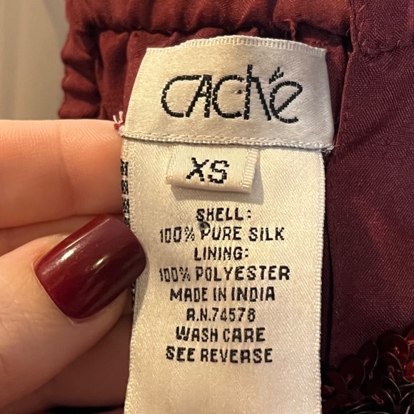 Cache Size XS Silk Sequined Top Red - Picture 6 of 8